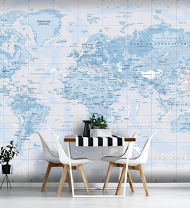 Aqua Blue World Map