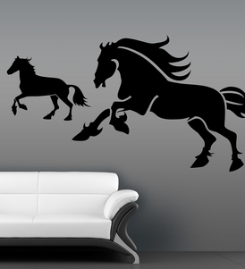 Galloping Black Horses