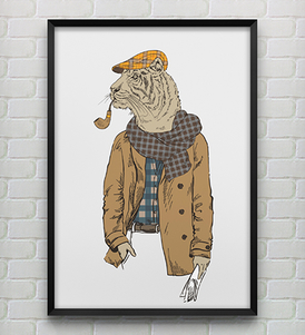 Hipster Smoking Tiger Poster