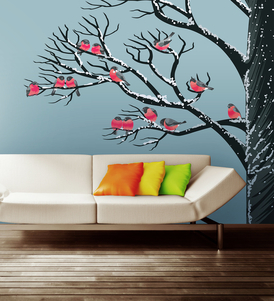 Love Birds on Snow Tree