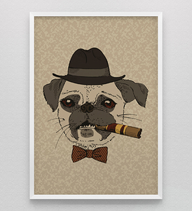 Pug Dog with Cigar Poster