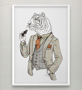 Tiger Dressed in Vintage Poster