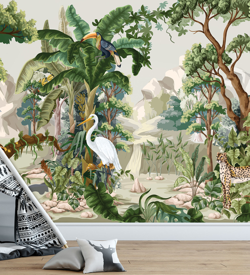 Green Dense Tropical Jungle Wall Mural  MAIA HOMES